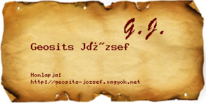 Geosits József névjegykártya